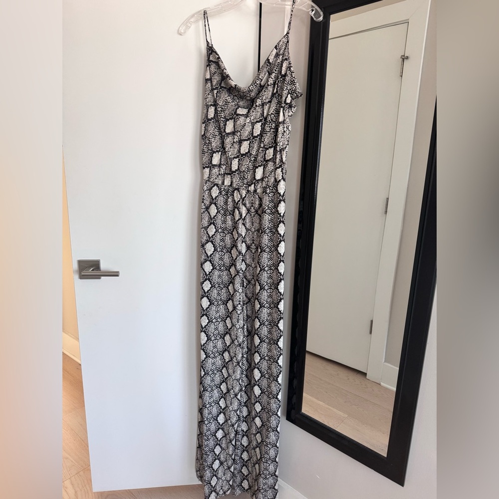 Snake Print Cowl Neck Wide Leg Jumpsuit - A Love Like You - Size L